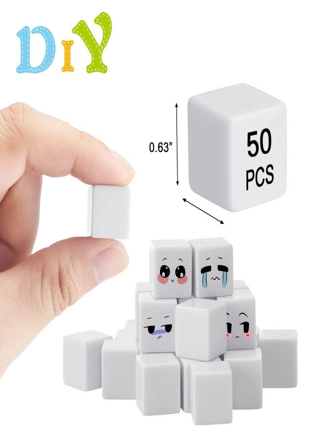 CUNGLIN Blank Dice 16MM Acrylic Dice Write on White Cubes with Smoothed Surface Six-Sided Dice for Classroom Board Games DIY Sticker Counting Teaching Fun Numbers Building Blocks Custom Making (50 PCS) - Image 2